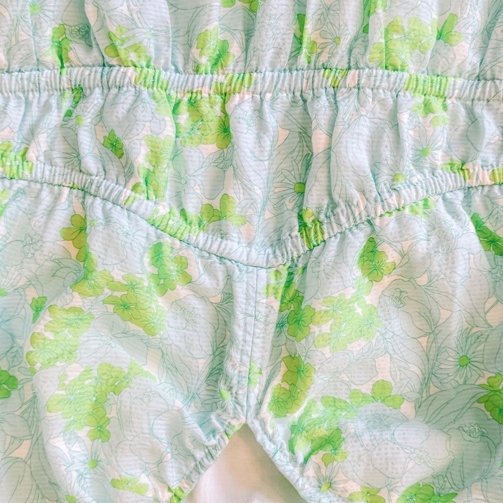 Vineyard Vines Romper Womens Size M Green Floral Puff Sleeve Coastal Resort wear - Picture 8 of 9
